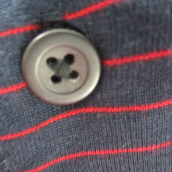 New Chaps Mens 2XB Navy Blue Red Striped Cotton Knit Henley LS Shirt Nautical - Picture 5 of 8